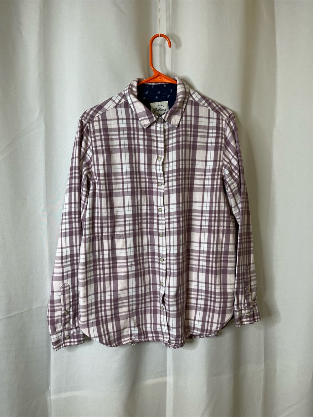 JACHS Girlfriend Women's Purple/ Plaid Flannel Button-down Shirt size small